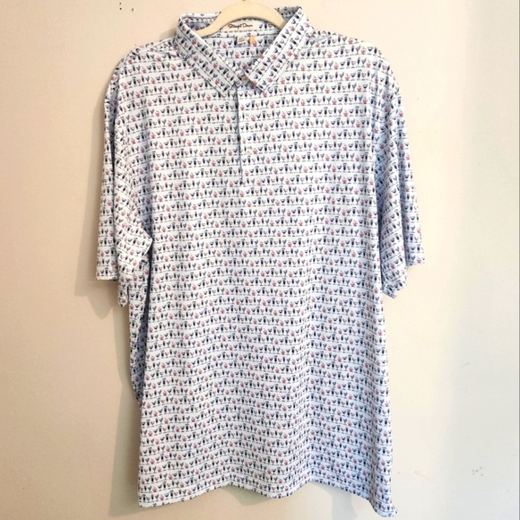 Straight Down Golf Polo - SPF Performance Cocktail Print Golf Shirt - XXL - Picture 1 of 8